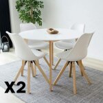 Chaise blanche scandinave pieds bois (lot de 2) lota