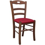 Chaise en bois loris noyer fonc avec sige rembourr en co - cuir rouge