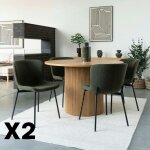 Chaise bouclette verte pieds noirs montants (lot de 2) savone