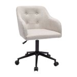 Miliboo - chaise de bureau capitonne  roulettes en tissu effet velours textur beige et mtal noir ...