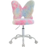 Chaise de bureau enfant en fausse fourrure chaise pivotante pour enfant avec dossier chaise bureau fille ...