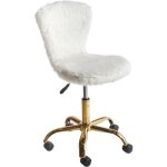 Beliani - chaise de bureau en fausse fourrure �l�gante et pivotante r�glable en hauteur blanche margate ...