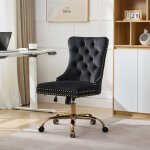 Chaise de bureau - fauteuil de bureau en velours, assise large et profonde, dossier capitonn� � boutons, ...