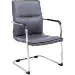 Chaise de bureau fauteuil visiteur avec accoudoirs en pvc gris et mtal aspect chrom 100007297