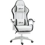 Chaise de bureau gaming - inclinable, pivotant, rglable - coussins lombaires ttire inclus - noir blanc ...