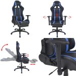 Chaise de bureau inclinable avec repose - pied bleu - chaise de bureau - chaise inclinable - chaise ergonomiqu ...