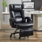 Chaise de bureau avec rotation � 360�, fauteuil relax, fonctions de massage et de chauffage, repose - ...
