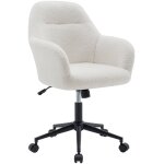 Chaise de bureau à roulettes ajustable métal et bouclette blanche - l 57 x p 57 x h 85 / 94. 5cm - stan ... Chaise de bureau à roulettes ajustable métal et bouclette blanche - l 57 x p 57 x h 85 / 94. 5cm - stan ...