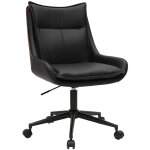 Chaise de bureau � roulettes noire et bois fonc� blaise