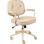 Chaise de bureau en simili cuir structure métallique fonction pivotante inclinable hauteur réglable beige ... Chaise de bureau en simili cuir structure métallique fonction pivotante inclinable hauteur réglable beige ...