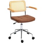 Chaise de bureau vintage acier bois effet capitonné rotin Chaise de bureau vintage acier bois effet capitonné rotin