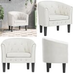 Chaise cabriolet blanc similicuir - fauteuil moderne - fauteuil design - fauteuil blanc - fauteuil capitonn� ...