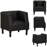 Chaise cabriolet noir cuir vritable de chvre - fauteuil en cuir - fauteuil vintage - fauteuil confortable ...