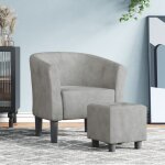 Chaise cabriolet, chaise salon confortable, fauteuil de relaxation avec repose - pied gris clair velours ...
