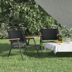 The living store chaises de camping lot de 2 noir 54x43x59 cm tissu oxford - chaise pliante - chaise ...