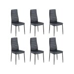 Chaises de cuisine, lot de 6 chaises salle  manger rembourres noires en similicuir, dossier ergonomique ...