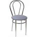 Chaise de cuisine grise, m�tal, chrom�, paillettes, cuir �cologique, furnitex