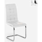 Chaise cuisine salle � manger �l�gante dossier haut en similicuir dudak - blanc