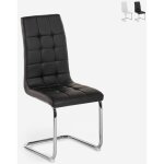 Chaise cuisine salle � manger �l�gante dossier haut en similicuir dudak - noir