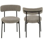 Hellin - chaises design en mtal noir et bouclette (lot de 2) - gerda