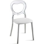 Chaise design romantique avec dossier en forme de c?ur ? transparente laqu� ral 7044 gris soie assise ...