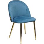 Chaise double tapisse bleue avec imprim tropical et pieds dors