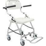 Chaise de douche � roulettes pour personnes �g�es 150 kg, pliable, multifonctionnelle, avec freins et ...