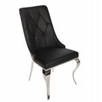 Chaise en �co - cuir matelass� noir avec heurtoir de style glamour