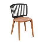 Kosmi - chaise eira design scandinave ? dossier r�sine noir, assise bois ? pieds bois naturel