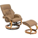 Beliani - chaise fauteuil de relaxation chauffant en cuir pu beige et bois avec fonction massage et repose ... Beliani - chaise fauteuil de relaxation chauffant en cuir pu beige et bois avec fonction massage et repose ...