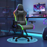 Chaise gamer chaises de bureau � haut dossier, avec bande lumineuse led, soutien lombaire et angle r�glable ...