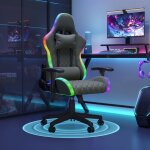 Chaise gamer chaises de bureau � haut dossier, avec bande lumineuse led, soutien lombaire et angle r�glable ...