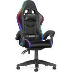 Bigzzia - chaise gaming avec �clairage led effets, fauteuil gaming led avec lombaire&appui - t�te appui, ...