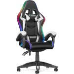Wowttrelax - fauteuil gamer led chaise gaming charge 136 kg - avec dossier inclinable � 155� - blanc