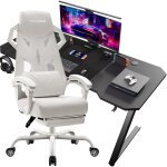 Gtplayer - chaise gaming transparente ergonomique  accoudoirs synchroniss + bureau gamer 120 x 60 cm ...