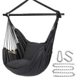 Chaise hamac, chaise suspendue avec 2 coussins, capacit� de charge 330 lb, balan�oire hamac avec cha�ne ...