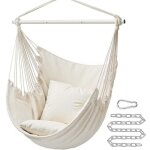 Chaise hamac suspendue pliable en m�tal solide support portable max 150kg confortable pour jardin terrasse ...