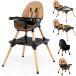 Chaise haute �volutive pour b�b�, 6 en 1 chaise de repas convertible avec coussin amovible, harnais de ...