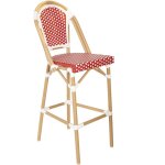 Chaise haute de jardin en alumunium et rotin synth�tique blanc + rouge