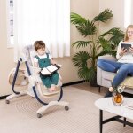 Chaise haute multifonctionnelle bébé pliante roulettes hauteur réglable repose - pieds plateau amovible ... Chaise haute multifonctionnelle bébé pliante roulettes hauteur réglable repose - pieds plateau amovible ...