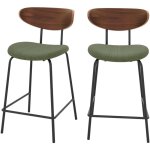 Lot de 2 chaises pour �lot central en velours c�tel� kaki 64. 5 cm - jade