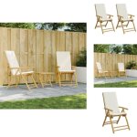 Vidaxl - chaises inclinables de jardin pliantes lot de 2 coussins bambou - chaise de jardin - fauteuil ...