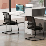 Chaise d'invit� avec support lombaire, pi�tement luge et si�ge rembourr�, chaise de conf�rence noire