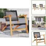 Chaises de jardin lot de 2 noir r�sine tress�e et bois d'acacia - chaise de jardin - salon de jardin ...