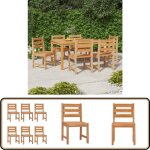 Vidaxl - chaises de jardin lot de 6 bois de teck solide - chaise de jardin - meubles de jardin - teck ...