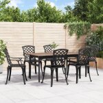 Chaises de jardin lot de 6 fonte d'aluminium noir, noir, 3216320