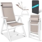 Chaise de jardin avec accoudoirs chaise pliante en aluminium avec coussin rglable en 7 positions respirant ...