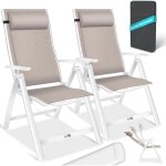 Chaise de jardin avec accoudoirs chaise pliante en aluminium avec coussin rglable en 7 positions respirant ...