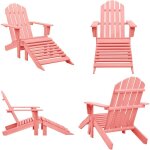 Vidaxl - chaise de jardin adirondack avec pouf bois de sapin solide rose - chaise adirondack - chaise ...