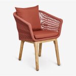 Chaise de jardin en bois d'acacia et corde tressée barker sklum rouge tuile Chaise de jardin en bois d'acacia et corde tressée barker sklum rouge tuile
